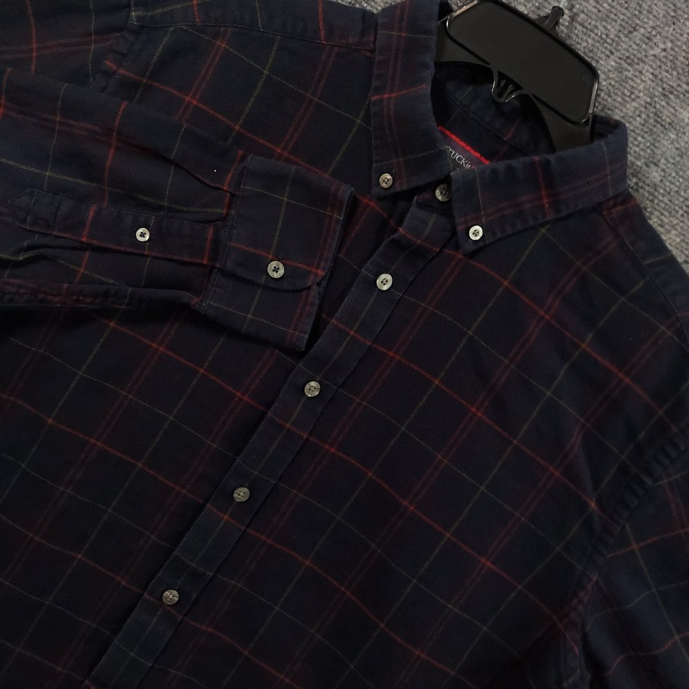 UNTUCKit Shirt Mens XL Blue Plaid Long Sleeve Flannel Button Down Casual
